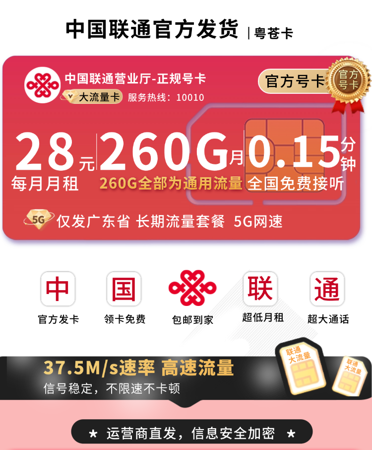 广东联通粤苍卡